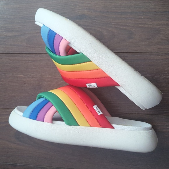 TOMS Women's Alpargata Mallow Crossover Sandals Multi Rainbow Jersey - Picture 6 of 12